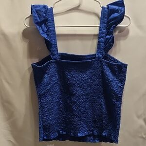 Blue Ruffled Women's Top